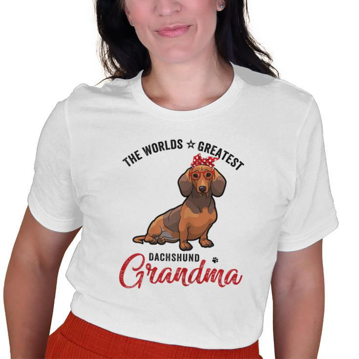 Worlds Greatest Best Dog Browndachshund Doxie Grandma Old Women T-shirt