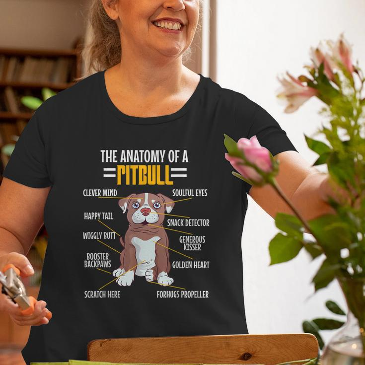Anatomy Of A Pitbull Dog Lovers Mom Dad Resting Pit Face Old Women T-shirt Gifts for Old Women