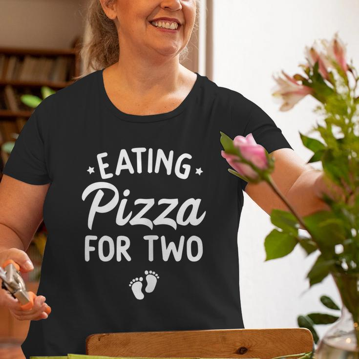Eating Pizza For Two Pregnancy Announcement New Mom Old Women T-shirt Gifts for Old Women