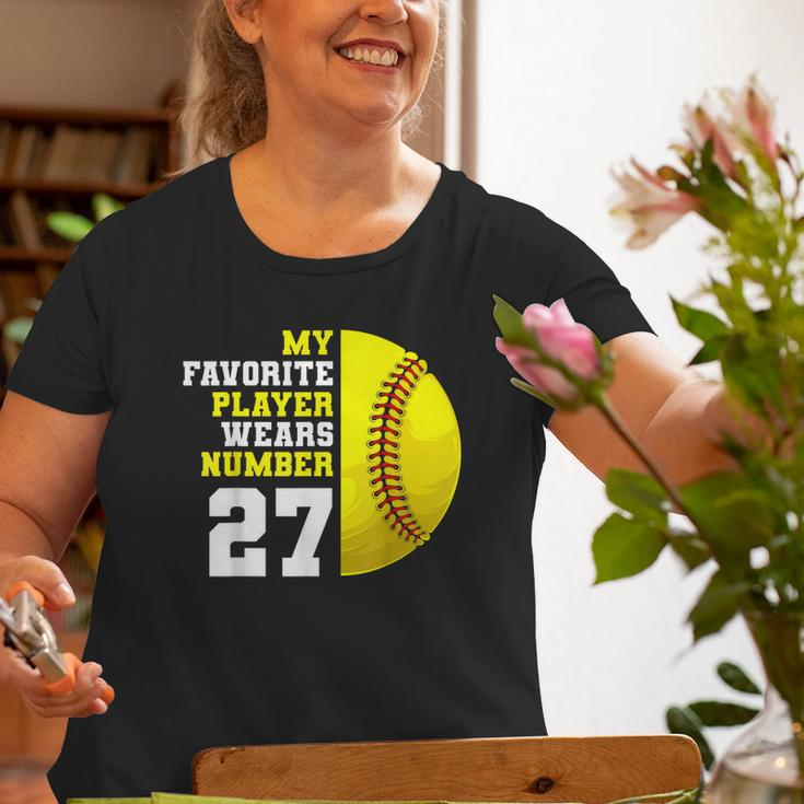 Softball Mom Dad My Favorite Player Wears Number 27 Old Women T-shirt Gifts for Old Women
