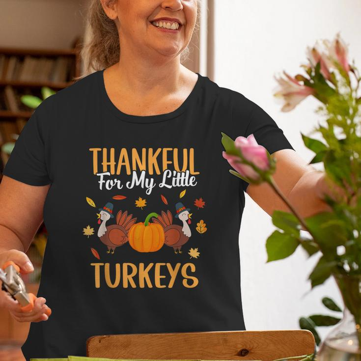 Thankful For My Little Turkeys Cute Mom Grandma Teacher Old Women T-shirt Gifts for Old Women