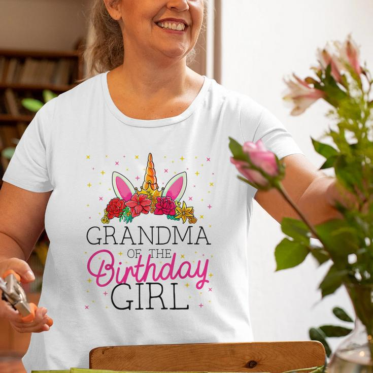 Grandma Of The Birthday Girl Grandmother Unicorn Birthday Old Women T-shirt Gifts for Old Women