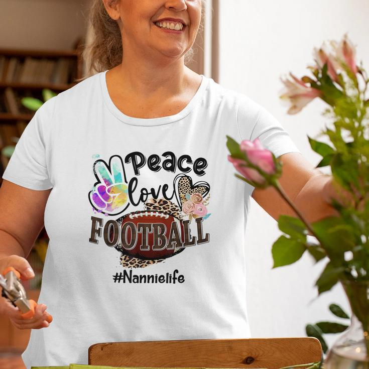 Peace Love Football Nannie Life Mom Grandma Leopard Old Women T-shirt Gifts for Old Women