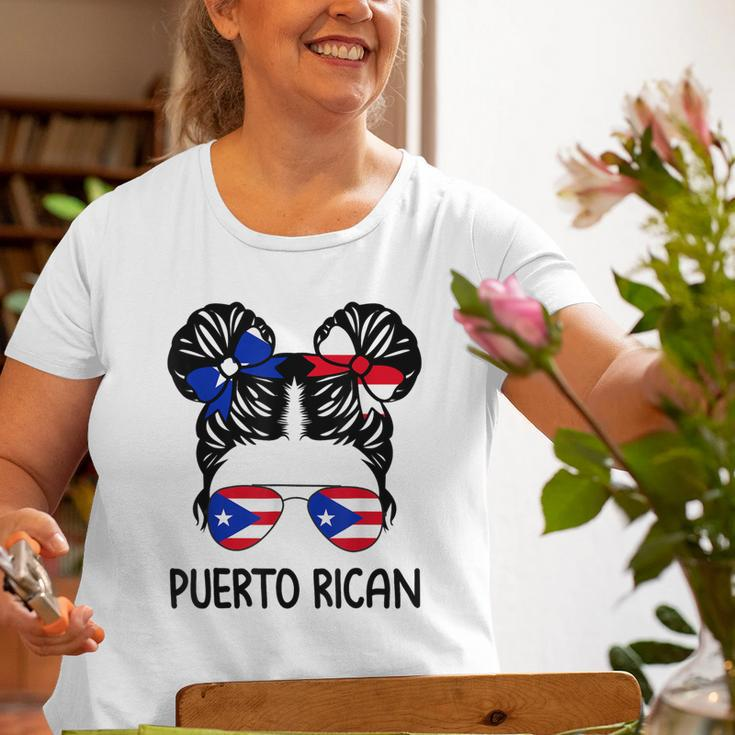 Puerto Rican Girl Messy Hair Puerto Rico Pride Womens Kids Old Women T-shirt Gifts for Old Women