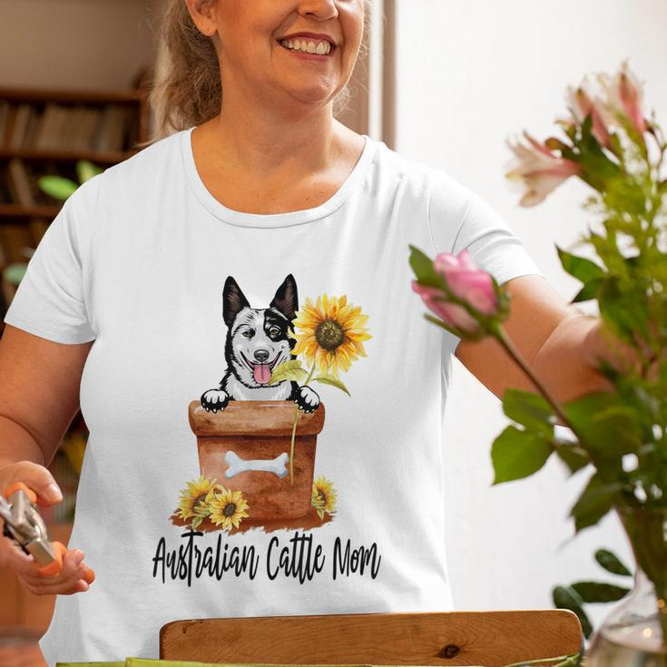 Sunflower Australian Cattle Mom Dog Lover Old Women T-shirt Gifts for Old Women