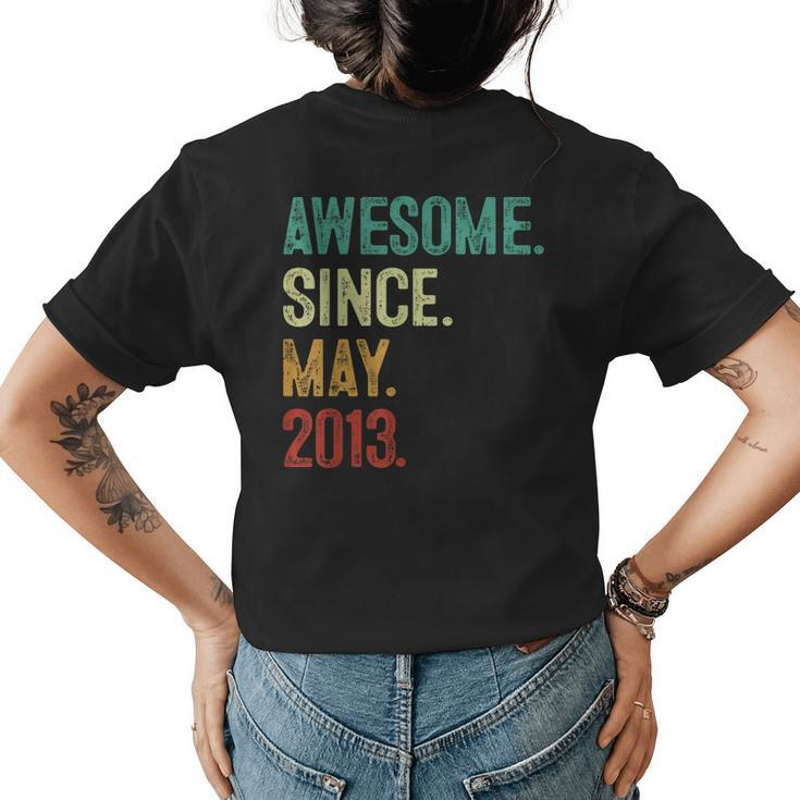 10 Years Old Awesome Since May 2013 10Th Birthday Womens Back Print T-shirt