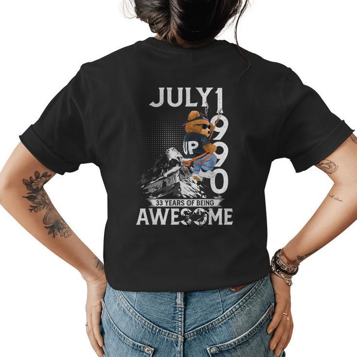 33Rd Birthday Gifts Vintage July 1990 33 Years Old For Men Womens Back Print T-shirt
