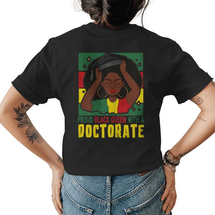 Afro Proud Black Queen With Phd Graduation Doctorate Women's T-shirt Back Print
