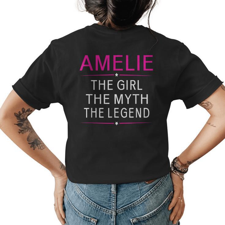 Amelie The Girl The Myth The Legend Name Kids Womens Back Print T-shirt