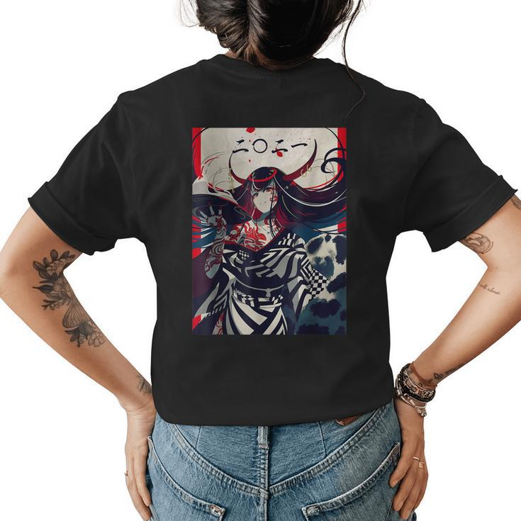 Anime Demon Girl Japanese Aesthetic Waifu Kawaii Otaku  Women's Crewneck Short Sleeve Back Print T-shirt