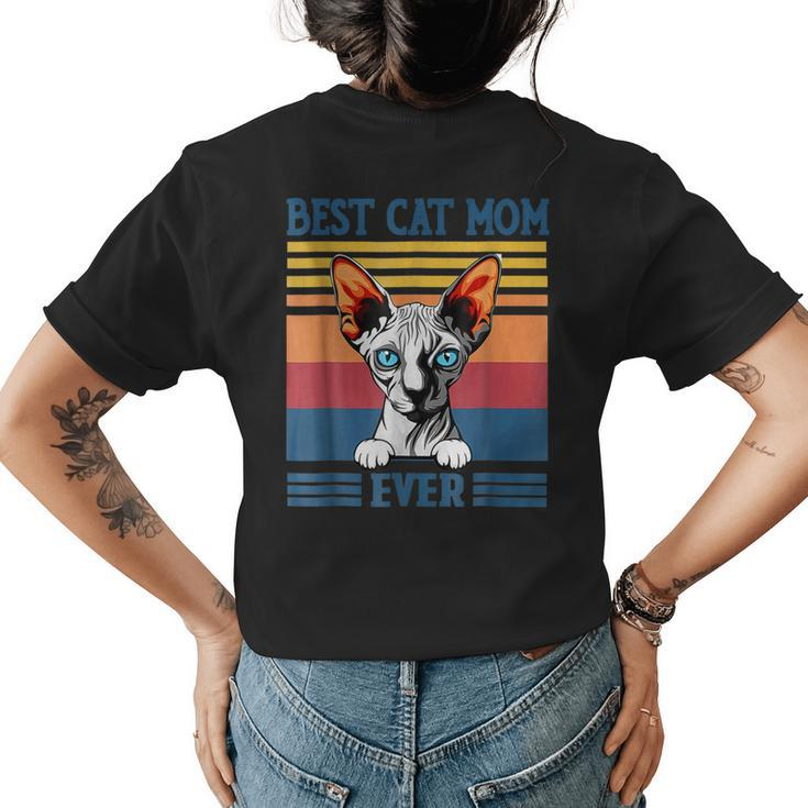Best Sphynx Mom Ever Funny Hairless Cat Lover Vintage Womens Back Print T-shirt