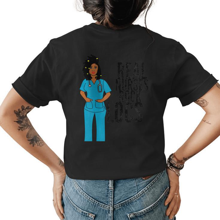 Black African American Nurse Natural Hair Locs Dreadlocks Women's T-shirt Back Print