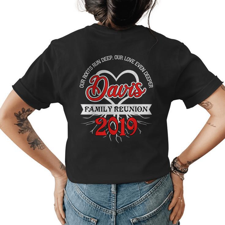 Family Reunion Picnic Roots Davis Last Name Womens Back Print T-shirt