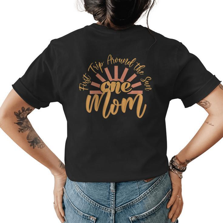 My First Trip Around The Sun Girls Fall 1St Birthday Mom Women's T-shirt Back Print
