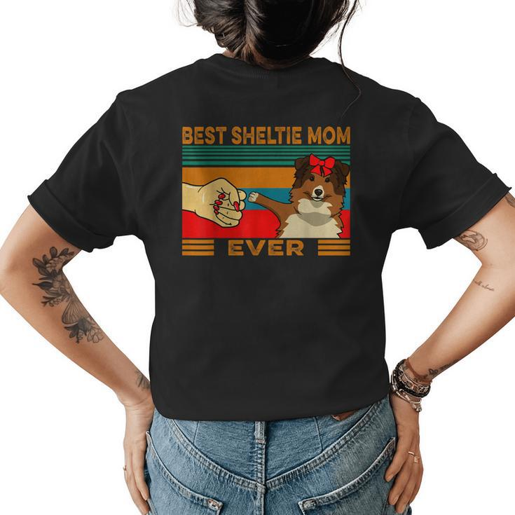 Fist Bump Best Sheltie Mom Ever Womens Back Print T-shirt