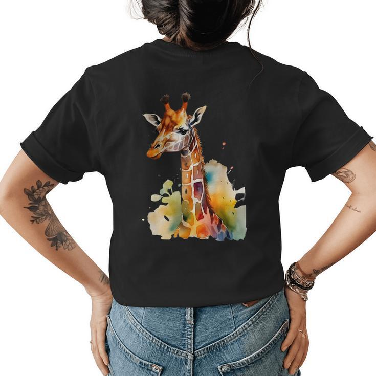 Giraffe Watercolor  Womens Back Print T-shirt
