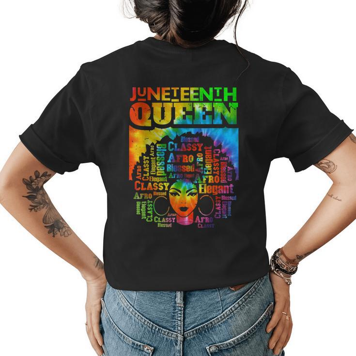 Junenth Queen Afro Melanin Black Girl Magic Women Tie Dye  Women's Crewneck Short Sleeve Back Print T-shirt