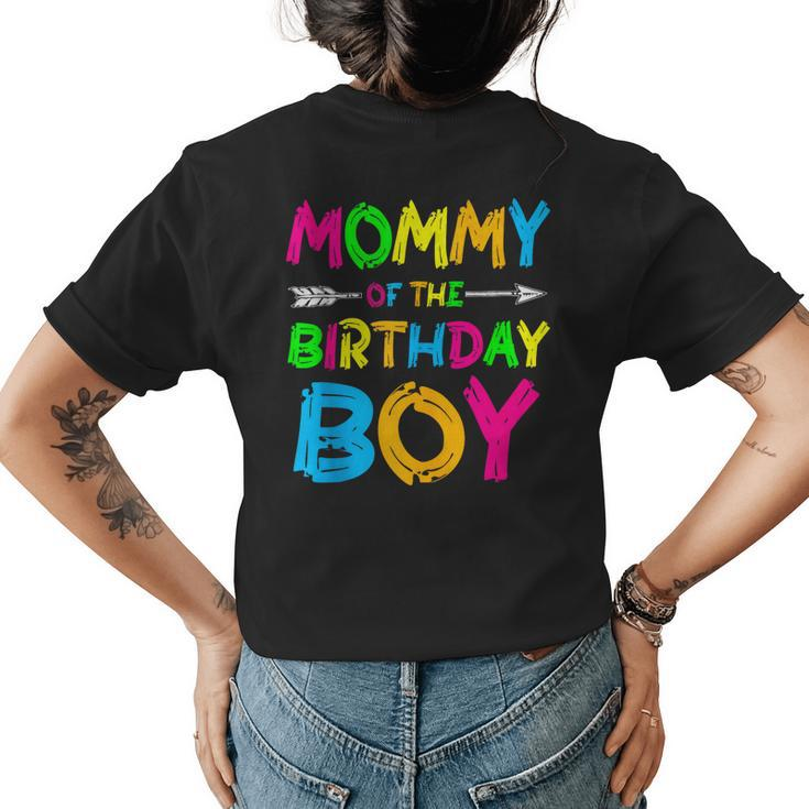 Mommy Of The Birthday Boy Paint Splatter Glow Party Themed  Womens Back Print T-shirt