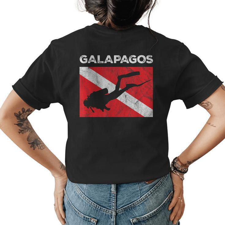 Retro Galapagos Islands Scuba Dive Vintage Dive Flag Diving  Women's Crewneck Short Sleeve Back Print T-shirt