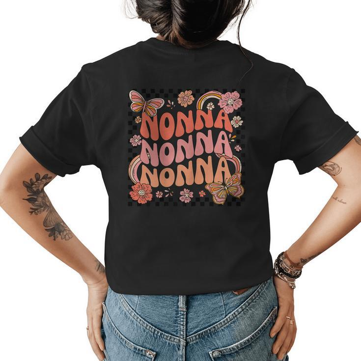 Retro Groovy Nonna Best Nonna Ever Hello Fall Thanksgiving Gift For Womens Womens Back Print T-shirt