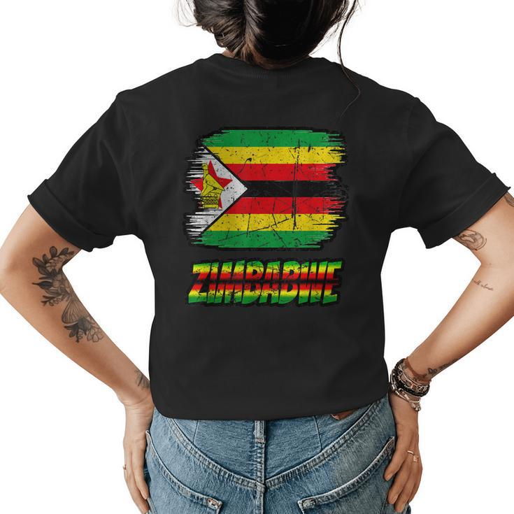 Retro Zimbabwe  Zimbabwe Flag  Souvenir Harare  Women's Crewneck Short Sleeve Back Print T-shirt