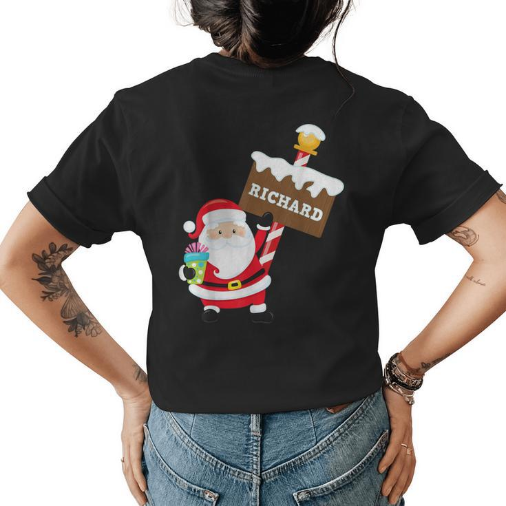 Richard Xmas First Name Family Surname Christmas Santa Sign Womens Back Print T-shirt
