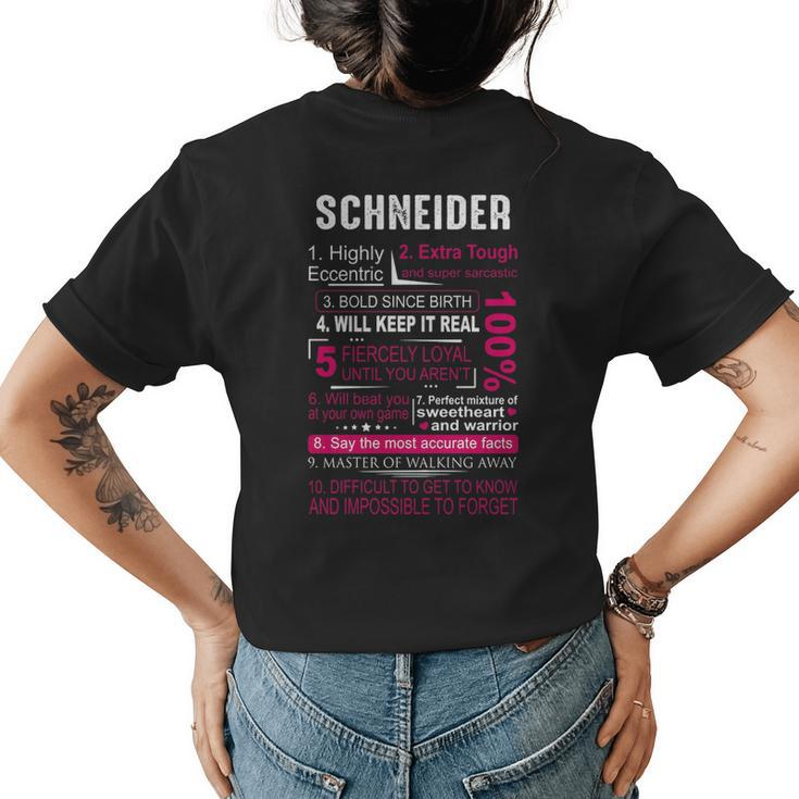 Schneider Name Gift Schneider V2 Womens Back Print T-shirt