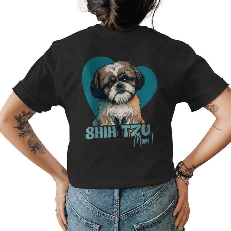 Shih Tzu Dog With Heartdecoration - Shihtzumom Womens Back Print T-shirt