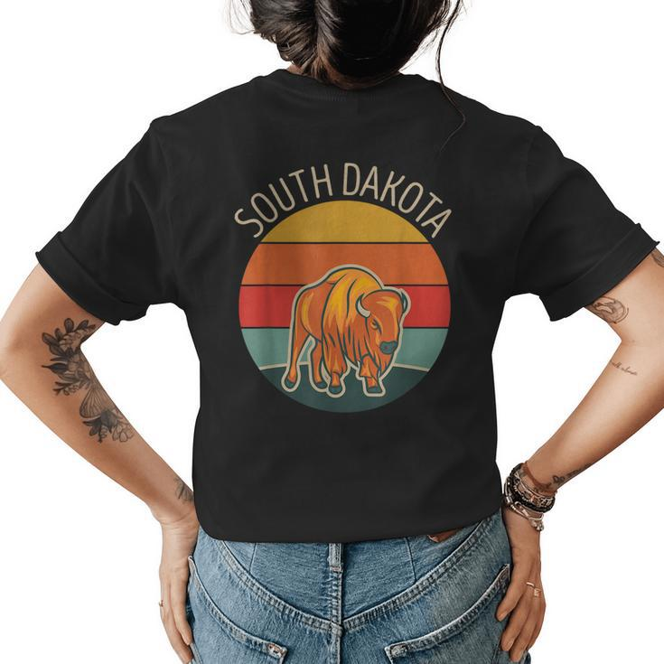 South Dakota Badlands Road Trip Buffalo Bison Vintage  Womens Back Print T-shirt