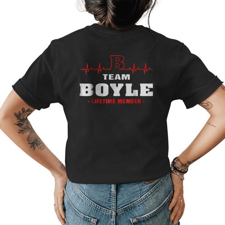 Team Boyle Lifetime Member  Surname Last Name Womens Back Print T-shirt
