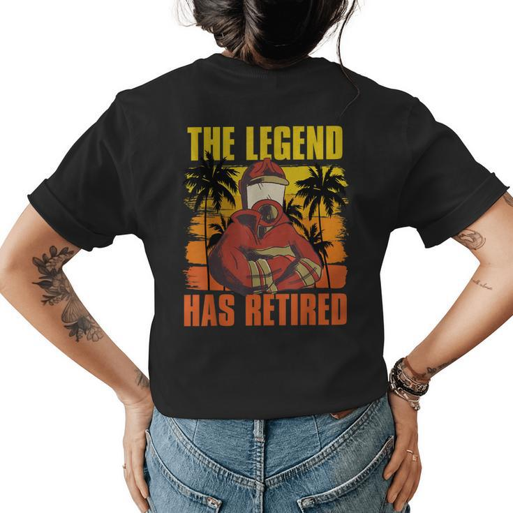The Legend Has Retired Palm Trees Fireman Proud Firefighter Womens Back Print T-shirt