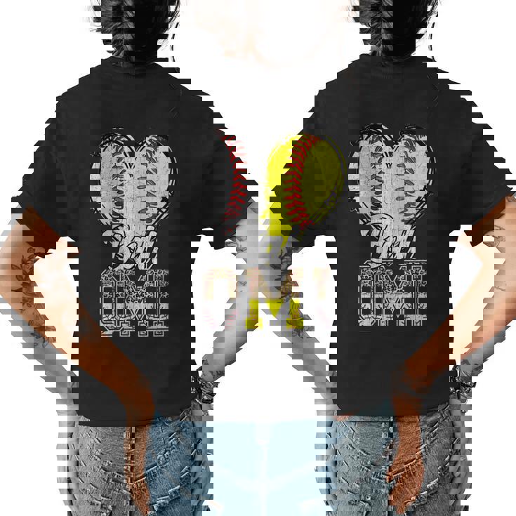 Womens Ball Omi Heart Baseball Softball Mothers Day Womens Back Print T-shirt