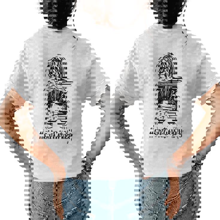 Corrections Wife Messy Bun Proud Correctional Officer Wife Women's T-shirt Back Print