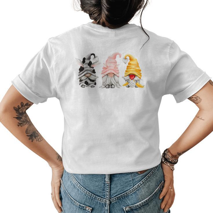 Cow Pig Chicken Gnome Cute Animal Gnomes Gifts For Mom Women  Women's Crewneck Short Sleeve Back Print T-shirt