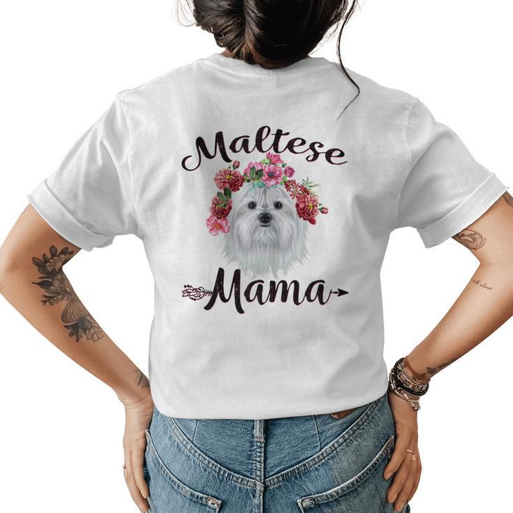 Cute Maltese Mama Flower Dog Lover Women's T-shirt Back Print