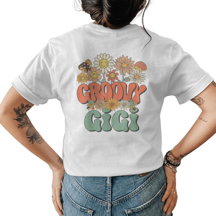 Groovy Gigi Floral Hippie Retro Daisy Flower Mothers Day  Women's Crewneck Short Sleeve Back Print T-shirt