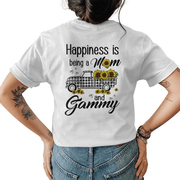 Happiness Is Being A Mom And Gammy Sunflower Gift  Womens Back Print T-shirt