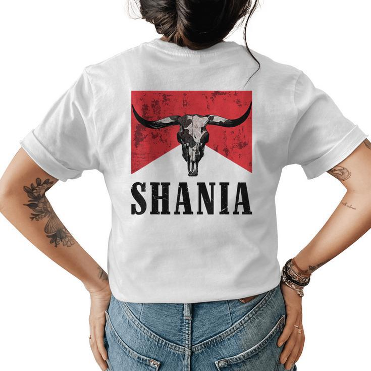 Howdy Shania Bull Skull Western Country Shania Cowgirl  Women's Crewneck Short Sleeve Back Print T-shirt