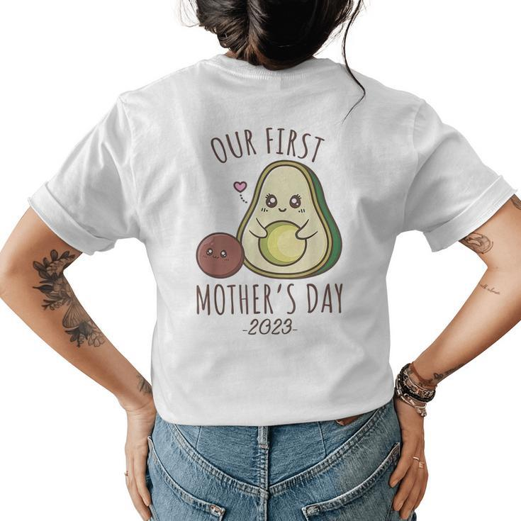 Our First Mothers Day 2023 Cute Avocado Mom  Womens Back Print T-shirt