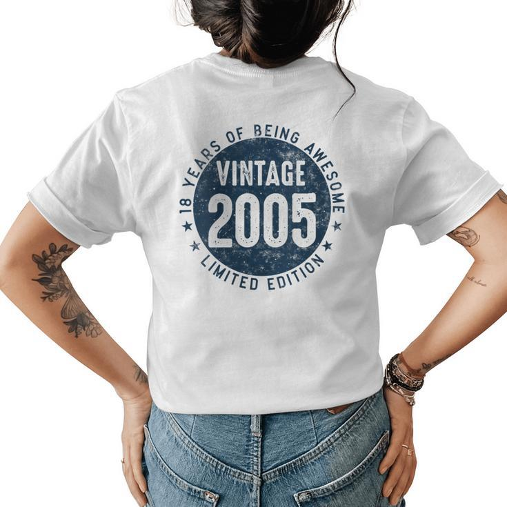 Womens 18 Year Old Gifts Vintage 2005 Limited Edition 18Th Birthday  Womens Back Print T-shirt