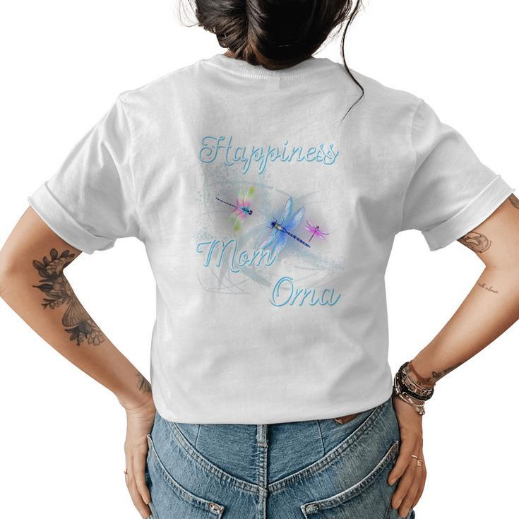 Womens Dragonfly Happiness Is Being A Mom And Oma   Womens Back Print T-shirt