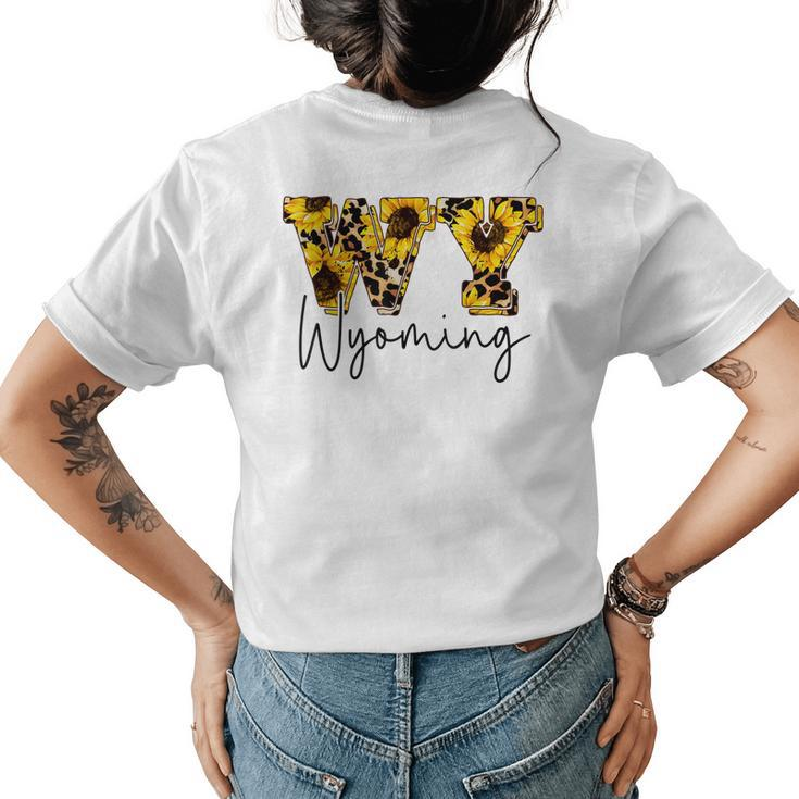 Wyoming Sunflower Leopard Print Women's T-shirt Back Print