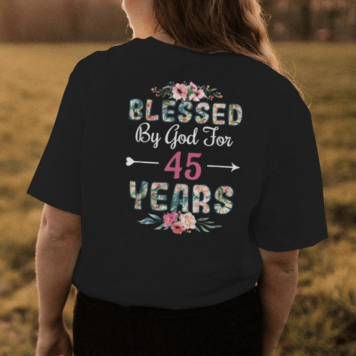 45Th Birthday Man Woman Blessed By God For 45 Years Womens Back Print T-shirt Unique Gifts