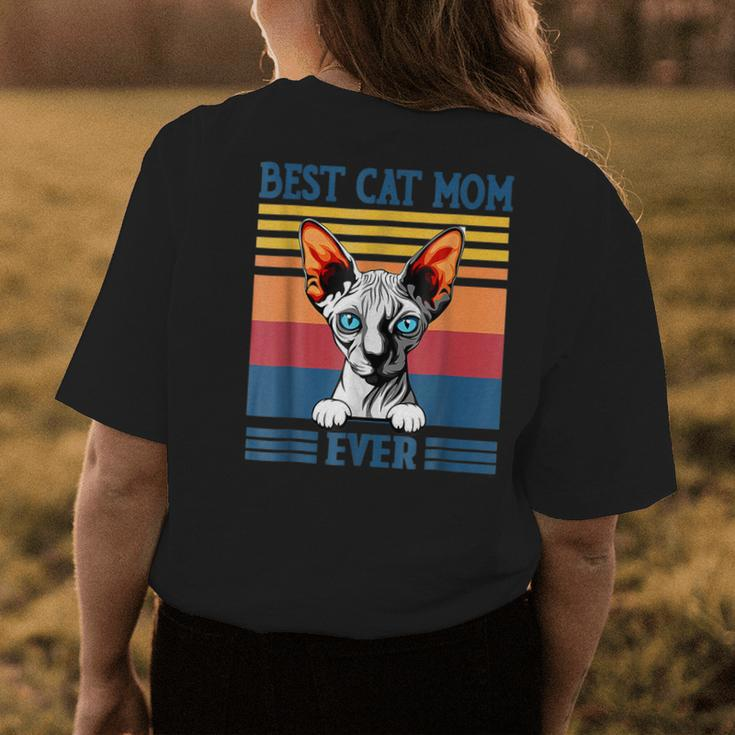 Best Sphynx Mom Ever Funny Hairless Cat Lover Vintage Womens Back Print T-shirt Funny Gifts