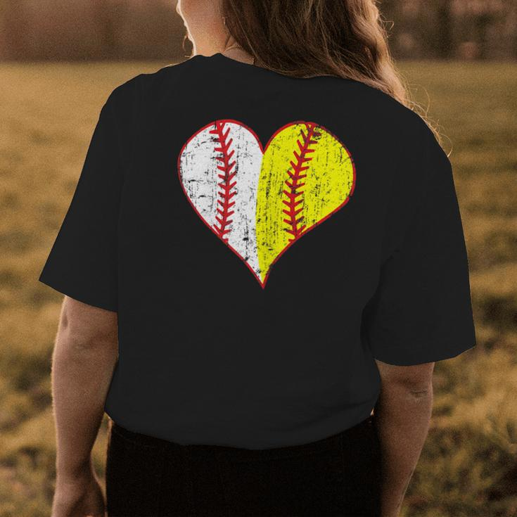 Cute Love Baseball Fast Pitch Softball Heart Baseball Mom Women's T-shirt Back Print Unique Gifts