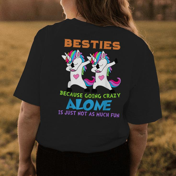 Cute Unicorn Besties Best Friends For Ever Womens Back Print T-shirt Funny Gifts