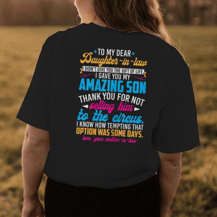 To My Dear Daughterinlaw Motherinlaw Women's T-shirt Back Print Unique Gifts