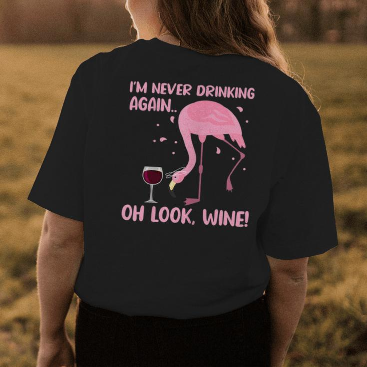 Flamingo Pink Bird Wine Drinking Women's T-shirt Back Print Unique Gifts