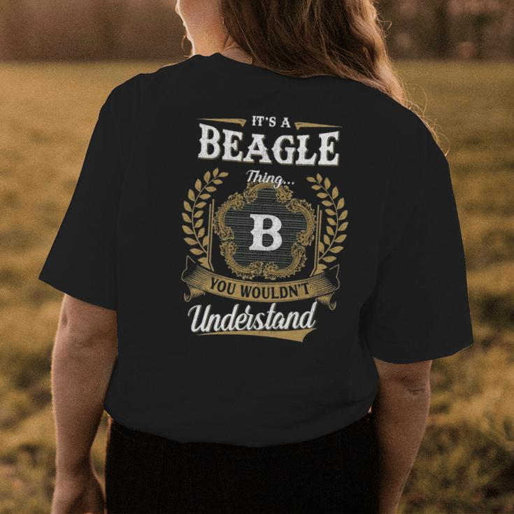 Its A Beagle Thing You Wouldnt Understand Shirt Beagle Family Crest Coat Of Arm Womens Back Print T-shirt Funny Gifts