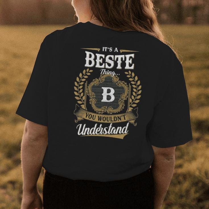 Its A Beste Thing You Wouldnt Understand Shirt Beste Family Crest Coat Of Arm Womens Back Print T-shirt Funny Gifts
